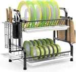 Stainless Steel 2-Tier Dish Drying Rack with Utensil Holder, Cutting Board Holder and Dish Drainer V178-84442