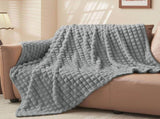 Updated Grey Throw Blanket for Couch and Bed- Super Soft and Warm 3D Checkered Fluffy Fuzzy Fleece V1107-742-51520-GRY5