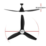 Devanti 64 Inch Ceiling Fan DC Motor w/Light w/Remote - Black CF-B-64-334-BK