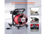 Drain Cleaner Machine 15m x 13mm, Manual Feed Sewer Snake Auger on Wheels - with 4 Cutters & V952-SDJJKLSGDSTJWGUIY002V3