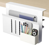 CARLA HOME Under Desk Side Laptop Holder Storage with No Drill Cable Management Tray and Pen Storage LSB-36108