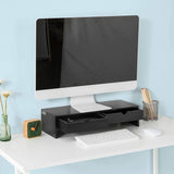 Black Monitor Stand Desk Organizer with 2 Drawers V178-84522