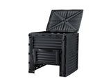 Gardeon Compost Bin 300L Heavy-Duty Black Outdoor Composter with Top Lid Bottom Door CBIN-300L-BK