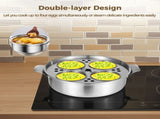 Stainless Steel Egg Poacher Pan, Steamer Pot with 4 Poached Egg Cups, Egg Cooker for Stove and V1369-AZ3-W-08606