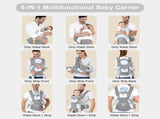 6-in-1 Adjustable Baby Carrier with Hip Seat 11.815.7in Adjustable Height, Breathable Mesh & V1107-CS-YEBDYDH