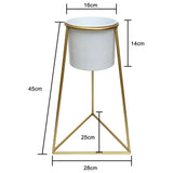 White Planter on Gold Pyramid Stand 45cm V637-68105PLN