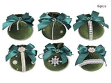 6PCS Velvet Xmas Balls Decorations Elegant Velvet Ornaments for Xmas Tree Wedding Party Green V1294-YM0901-240702FB06-6