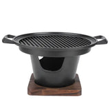 1 Piece Korean Smokeless Charcoal BBQ Grill, Aluminium Grill with Wood Base for Home Barbecues, V1189-LC-HW-00343