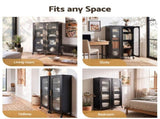 Artiss Buffet Cabinet Sideboard X2 Slim Kitchen Storage Trolley Wheels Black AI-B-SID40-4T-BKX2