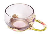 Glass Cup Innovative Flower Tea Cup with Spoon Drink Mug Birthday Christmas Festive GiftsGreen V1294-YM0901-3118210111813