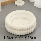 Detachable Faux Rabbit Fur Round Pet Bed, All Season Thick Cushion Pet Bed, Moisture Proof Indoor V1221-XM-LB2813-GM115