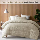 Accessorize Seersucker Natural Polyester Quilt Cover Set Queen V442-HIN-QUILTCS-SEERSUCKER-NATURAL-QS