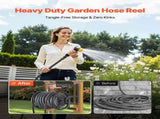 Wall Mounted Garden Hose Reel 125ft 5/8 in Metal Hose Reel with Basket V952-GQSSGJP125FTTLQ5I002V0