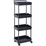 VEVOR 4-Tier Kitchen Rolling Cart Basket Utility Cart on Wheel with Handle Black V952-DGNTCHS4CLKSH4R74V0