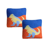 Pack of 2 Dinosaur Embroidered Quilted Cushion Covers 43 x 43 cm V442-END-CUSHIONC-PACKOF2DINOSAUR-ORANGE-SQ