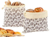 2Pcs Beeswax Bread Bags with L Shape Zipper and Comfort Handle Water and Oil Resistant Inner Layer V1366-AZ2-W-14996
