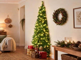 Jingle Jollys 1.8m Pre-Lit Christmas Tree Slim Pencil Xmas Tree Corner Tree XM-TR-SLIM-6FT-CORNER-LED