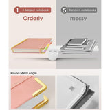 Spiral College Ruled Notebook 5 Subject, 150 Sheets 10.04" x 8.27" Large Vegan Leather Cover V1366-AZ2-W-19828