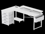Levede L Shaped Gaming Desk with Storage Drawers White DH1072-WH-AU
