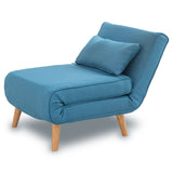 Sarantino Adjustable Corner Sofa 1 Seater Lounge Linen Bed Seat - Blue SOFA-M13-LNN-BLU