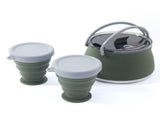 Outdoor Camping Foldable Pot, Silicone Hiking Cook Pot, Portable Picnic Cookware Set, Stainless V1265-YY-432