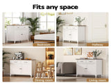 Artiss Buffet Sideboard Storage Cabinet Kitchen Cupboard Hallway 2 Drawers White FUR-Z-SID90-WH-AB