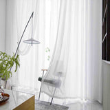 White Curtains, Striped Window Panels, 39.37x78.74in 2 Pack, 80% Polyester 20% Spandex, Semi V1369-AZ3-W-12331