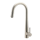 Brushed Nickel Silver Round Pull Out Kitchen Sink Tap Mixer Faucet Spout Outlet V1233-KRD515N