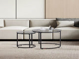 Nesting Coffee Table Set of 2, 600 mm Round Coffee Table, Glass Nesting Tables for Small Place, V952-QTZTBYXKJTT2PVR8P001V0