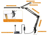 Neoglint D C5V 2A 24W 120LEDs Swing Arm Desk Lamp with Clamp Architect Table Light 3 Colors V1294-YM0901-LNEO271