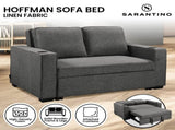 Sarantino Hoffman Linen Sofa Bed with Cushions and Cup Holders Dark Grey SOFA-YGG-7004-LNN-DGY