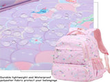3 Piece Backpack Lunch Bag Pencil Case Set for Girls, Kids School Bookbag with Mermaid Print, Pink, V1237-ZY-917-037