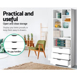 Artiss Bookshelf with Drawers - NANA White FURNI-G-MORE-02-WH-AB