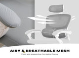 Ergonomic Reclining Office Chair - Lumbar Support, Adjustable Headrest VELTRA - GREY V274-FT-OC-2656B-WHGY