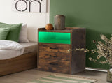 Levede Bedside Table USB Charger Outlet LED Oak NI1048-OA_NZ