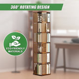 360 Rotating Bookshelf Bamboo Storage Display Rack Shelving in Dark Wood V63-842471