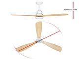 Devanti 52'' Ceiling Fan AC Motor LED Light Remote - Light Wood CF-B-52-331C-DW