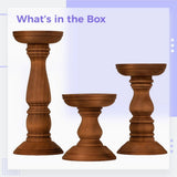 3 rural wooden candle holders, unique home decor pillar candle holders, retro farmhouse style, V1192-AZ-W-25085