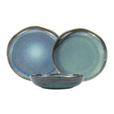 3 Pieces Reactive Glazed Ceramic Organic Fine Dinner Set with Plate and Bowl EARTHY AQUA V274-HA-LA-P0024301-BU