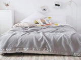 Cotton Waffle Blanket - Grey Textured Throw 150x200cm for Sofa, Office and Travel Use V888-ELOSUNG54959-2