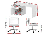 Artiss Computer Desk Office Chair Set PU Leather Home Study Table 100cm White FURNI-G-DESK-100-REPL-WH