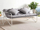 Gardeon Garden Bench 2 Seater Outdoor Bench Metal with Cushion 118cm Grey GB-TEX-CUSHION-WH