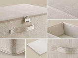 Foldable Cotton Storage Box with Lock for Clothing Accessories Household Items, 38 x 25.5 x 16 cm V1237-ZY-917-251