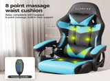 Artiss Gaming Office Chair with 8 Point Message Reline Ergonomic Blue MOC-L-GC-8P-BK-CY