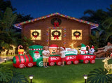 Jingle Jollys Christmas Inflatable Santa Train 3.6M Length LED Decorations Illuminated XMAS-INF-TRAIN-12FT