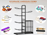 CARLA HOME 7 Tier Ball Storage Rack - Sports Organiser - Black - Basketball Storage Rack V178-36218