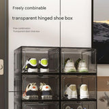 2 transparent white ones Stackable Magnetic Shoe Storage Box - Transparent PS Plastic - Front V888-ELOSUNG56133-3
