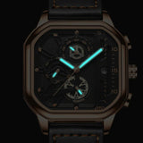 Waterproof Luminous Square Quartz Watch In Rose Gold And Black PRL-7096343060DBT
