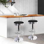 Artiss Set of 2 Backless PU Leather Bar Stools - Black and Chrome BA-TW-T7009-BLACK-X2