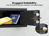 Digital Safe Box 6.4L, Electronic Security Safe with Keypad & 2 Emergency Keys, Steel Cash & V1181-OF014-BK